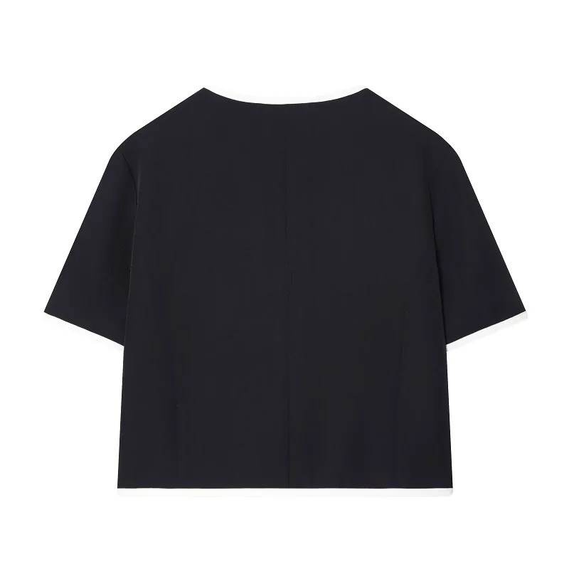 MUJER 2026 Women's Blazer Tailoring Casual Blazer Woman Short Sleeve Cropped Jackets for Women Fashion Outerwears New in Coats