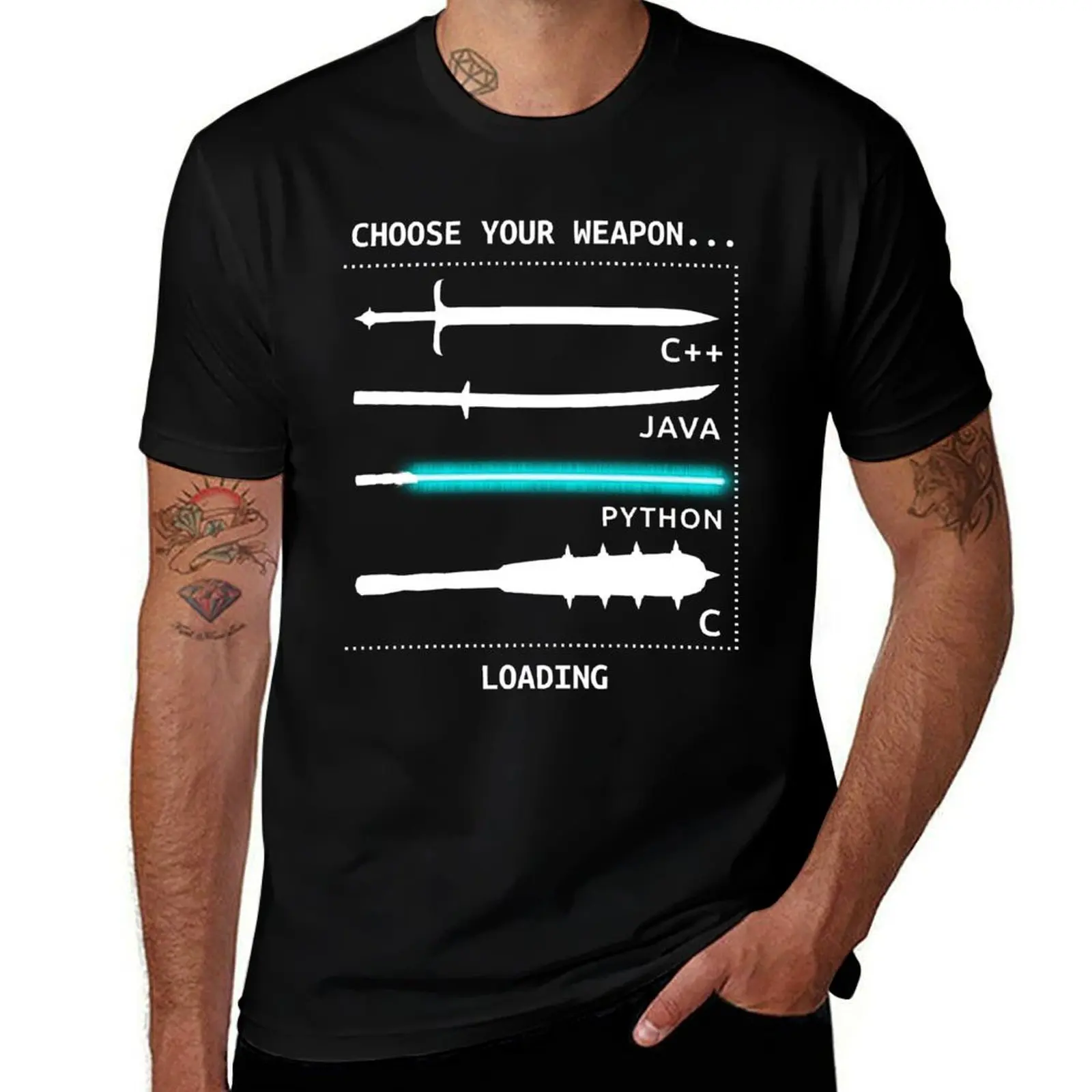 Funny Computer Science Shirt-Java C++ Python C Programmer Weapons for Women Men T-Shirt Basic Simple Design Short Sleeve Shirt