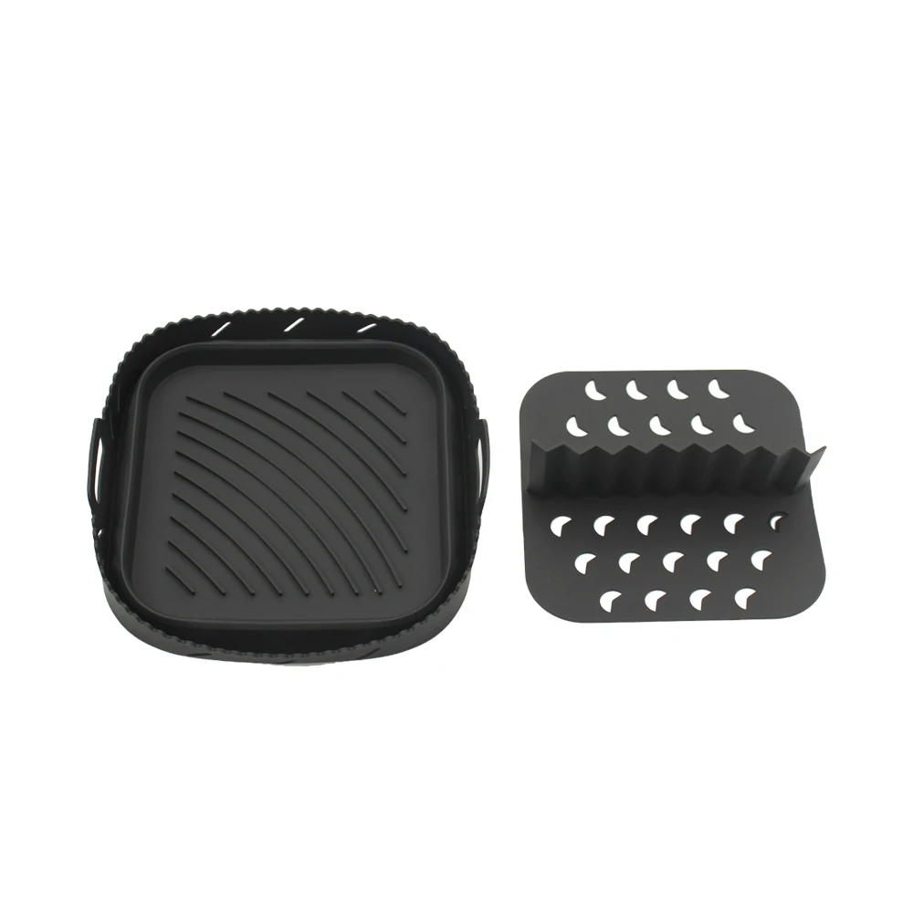 Dishwasher safe Square Silicone Air Fryer Liner Reusable Heat Resistant eazy clean air fryer silicone liners with divider