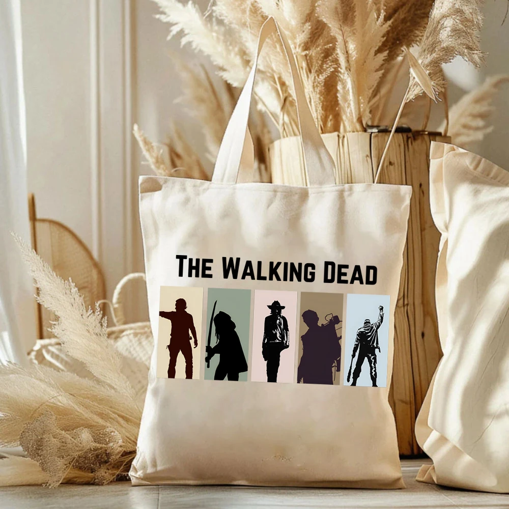 Film di classe The Walking Dead Group stampa grafica Tote Bag Horror Fans Gift Ladies elegante borsa a tracolla borsa di tela di grande capacità