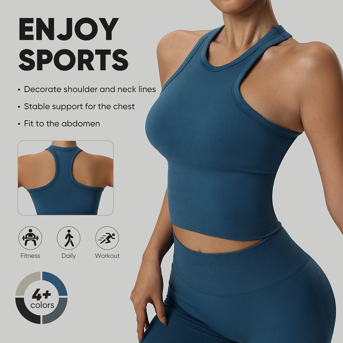 

Quality Seamless I-Shaped Beautiful Back Tight Yoga Vest For Women Fitness Tank Top Fitness Running Yoga Wear Sports Vest Bra