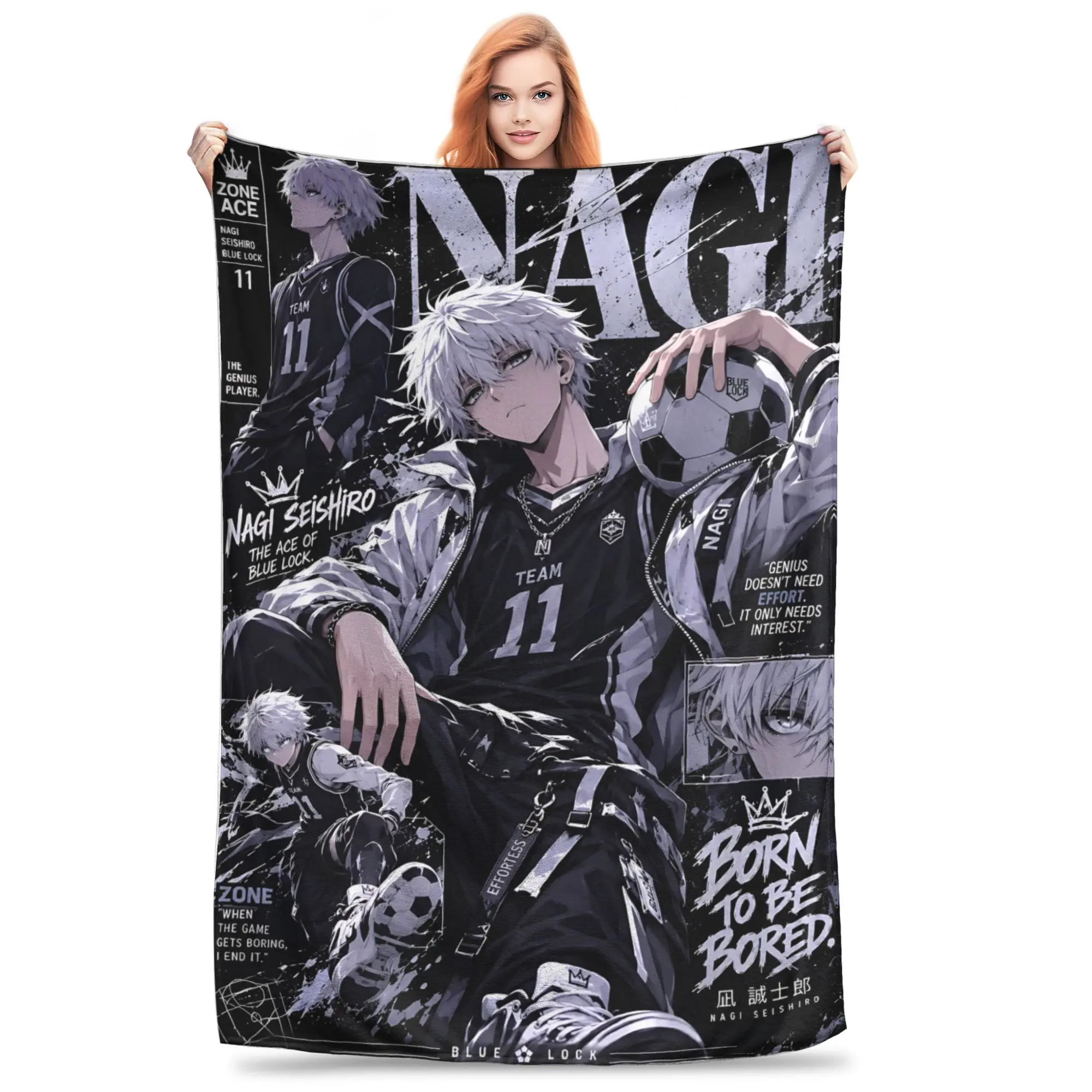 1PC home Christmas Room Decor Blue Lock Football Anime Blanket Throw Blanket  Novelty Warm Blanket All Season