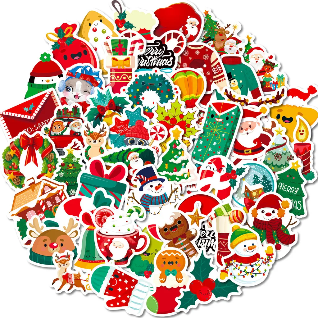 Xmas Seasonal Graffiti Sticker Pack 50 Sheets, Cute Festive Pattern Stickers for Scrapbook, Luggage Giajar Sticker Store
