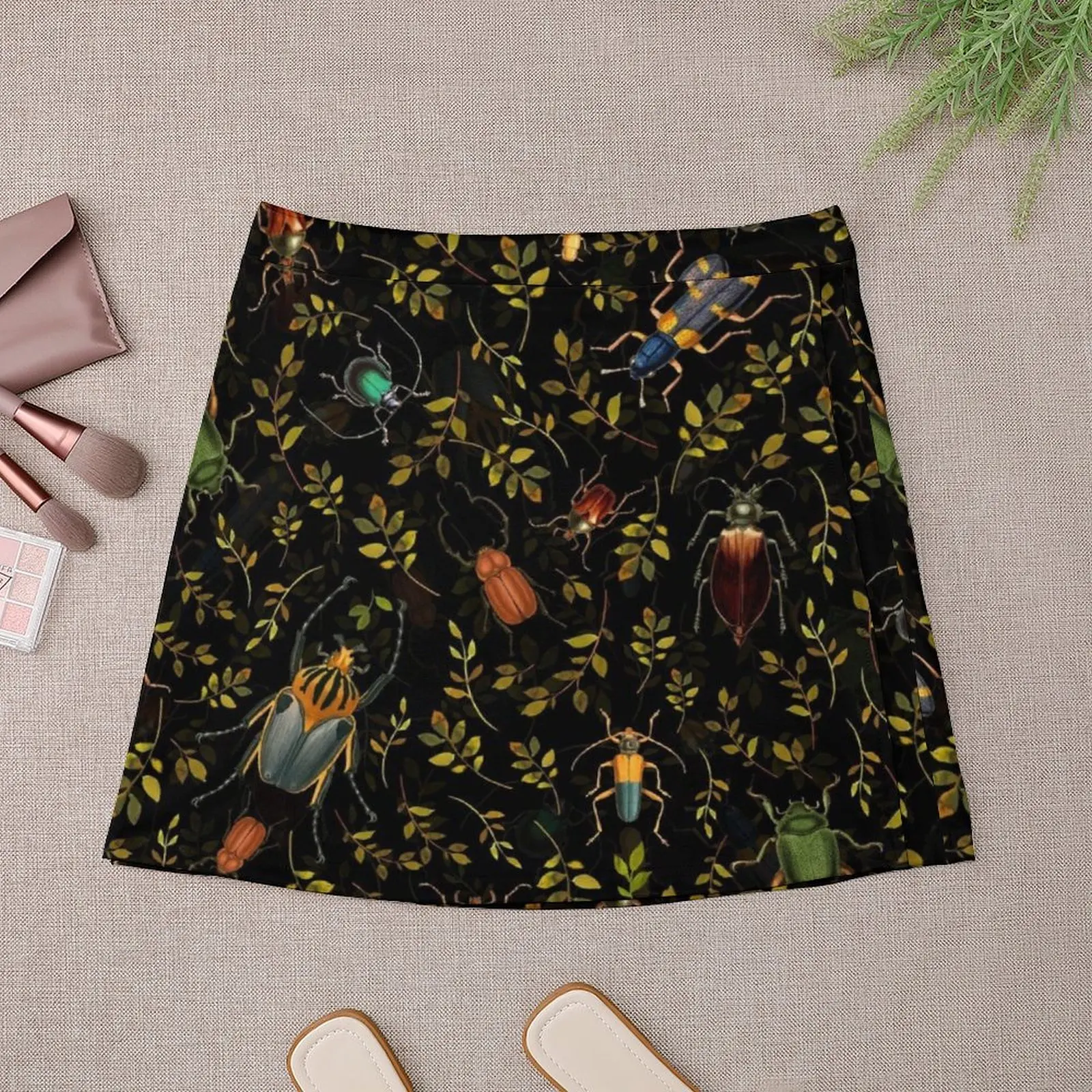 Vintage Beetles Pattern Botanical Night Garden Mini Skirt Female dress mini denim skirt Woman skirts Mini Skirt