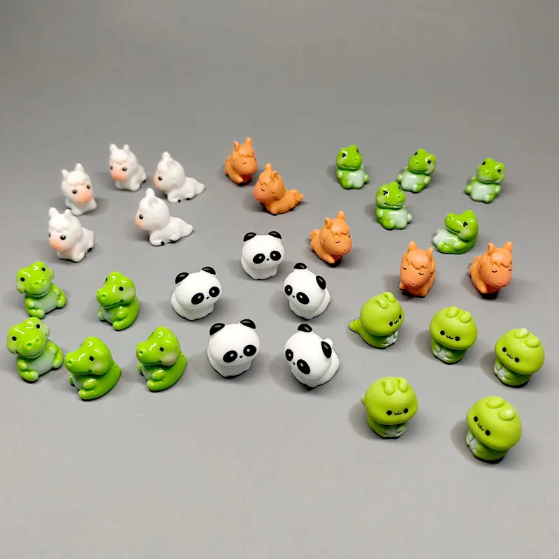 5pc mini animal bonito 2-3cm panda gato urso dos desenhos animados ornamento jardim de fadas brinquedo em miniatura casa de bonecas decoração diy artesanato