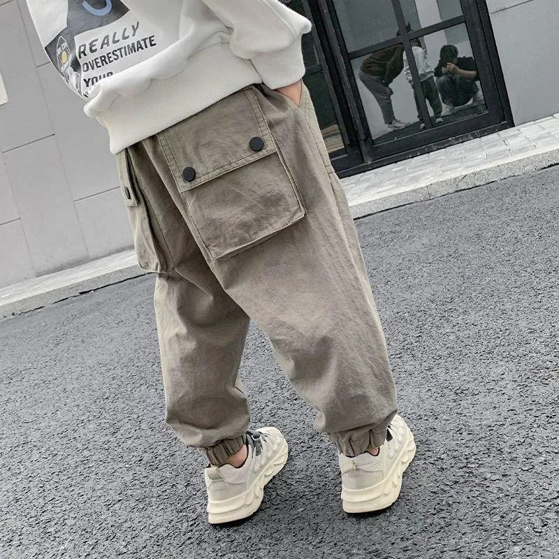 2025 New Style Boys Cargo Pants Spring Autumn Korean Style Casual Comfort Straight Legs Trendy Toddler Boys Long Pants