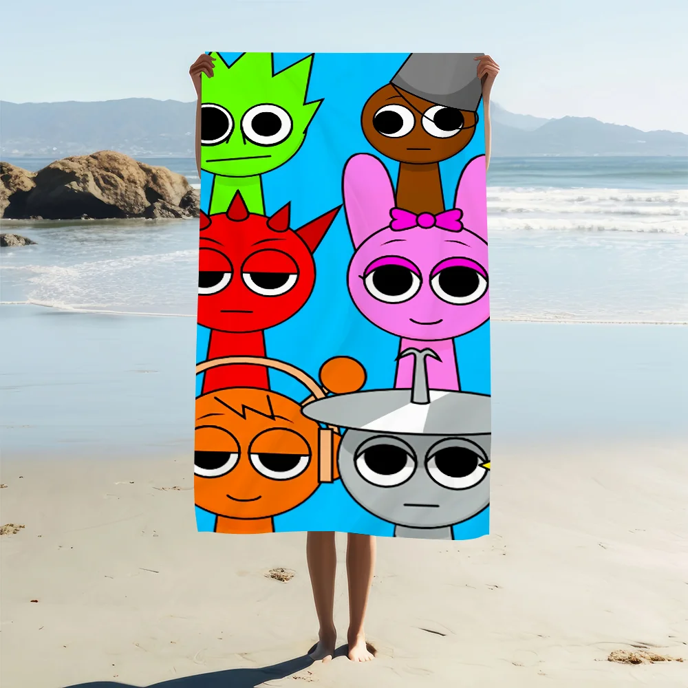 Cartoon S-Sprunki Pattern Towel Soft Pool Gift For Travel Gym Shower Camping Quick Dry Sports Large Beach Towel