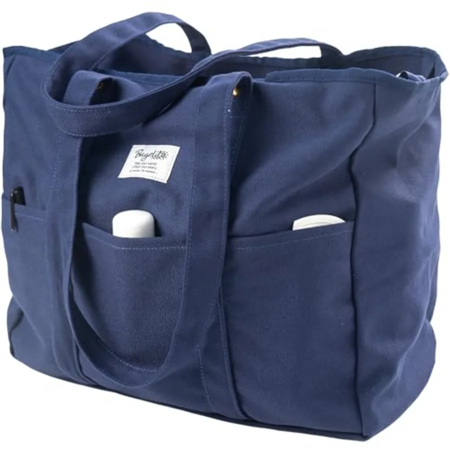 Bagelite Extra Large Canvas Tote for Women Men, Utility Work Bag with Zipper