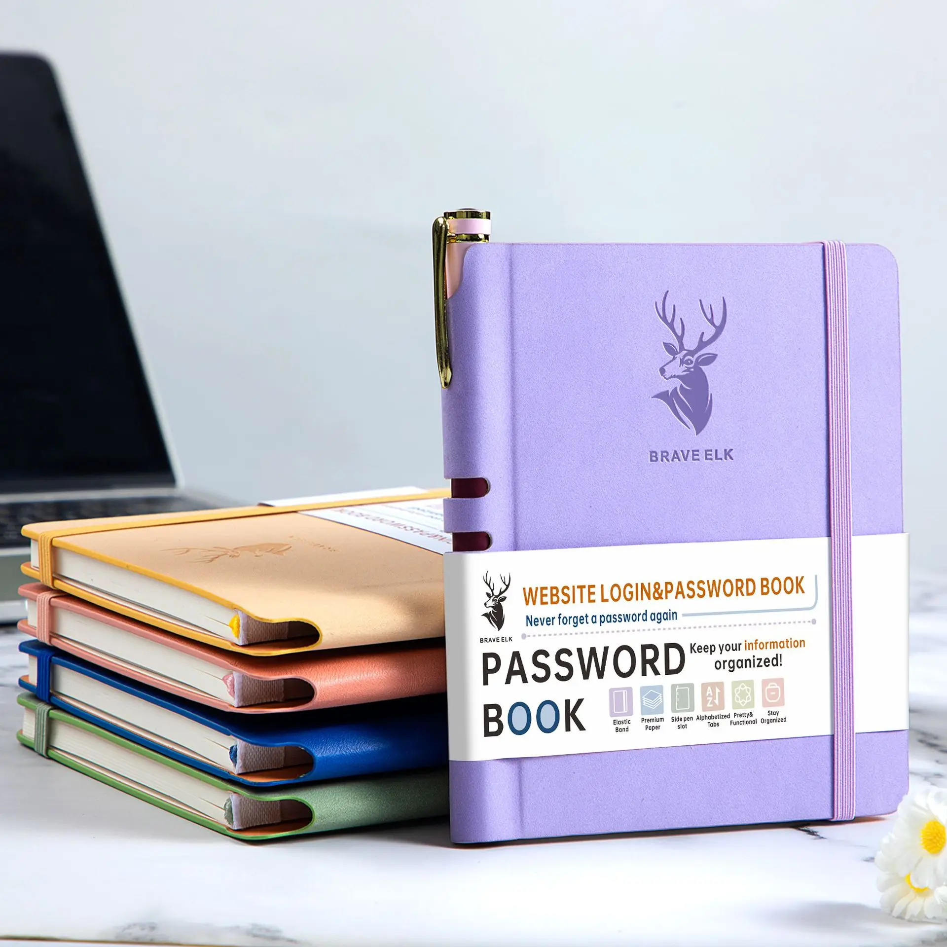 B6Hardcover Pen Insert Password Notebook Custom PU Creative Diary Notebook Foreign Trade Thickened Schedule NotebookStationery