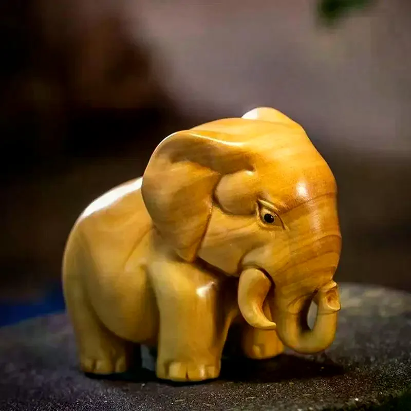 1pcs Manual Wood Carving Wooden Product Rhino Hippo Elephant Room Home Decor Car Ornaments Decoration Sculptures & Figurines