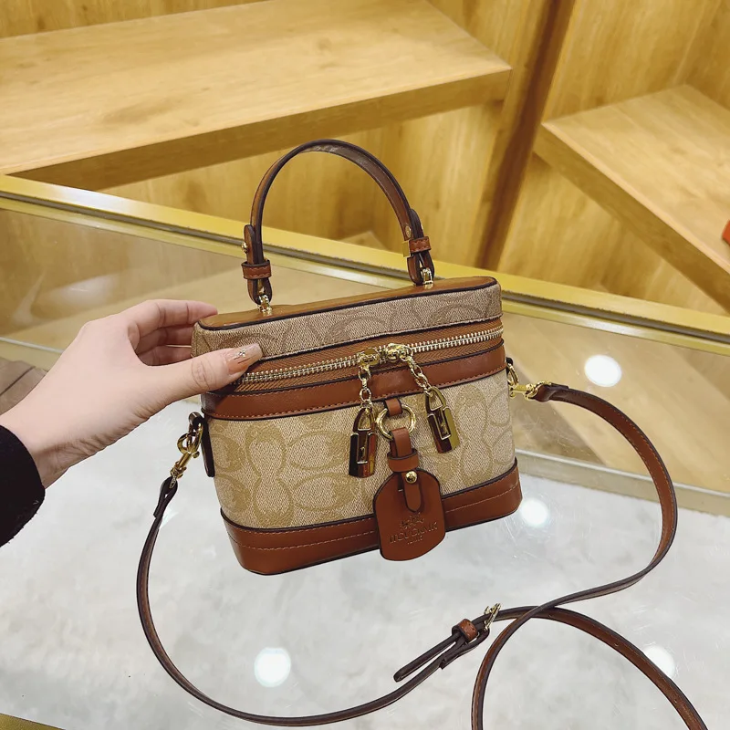 Portable small square box bag women's bag retro fashion old flower contrasting color shoulder bag niche messenger bag tide