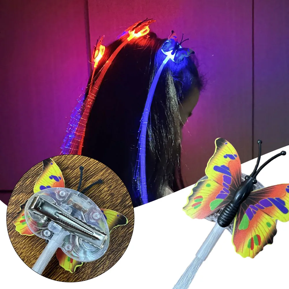 Small Colorful Butterflys Braid Stylish Fiber Hairpin Concert Props For Club Bar Dances