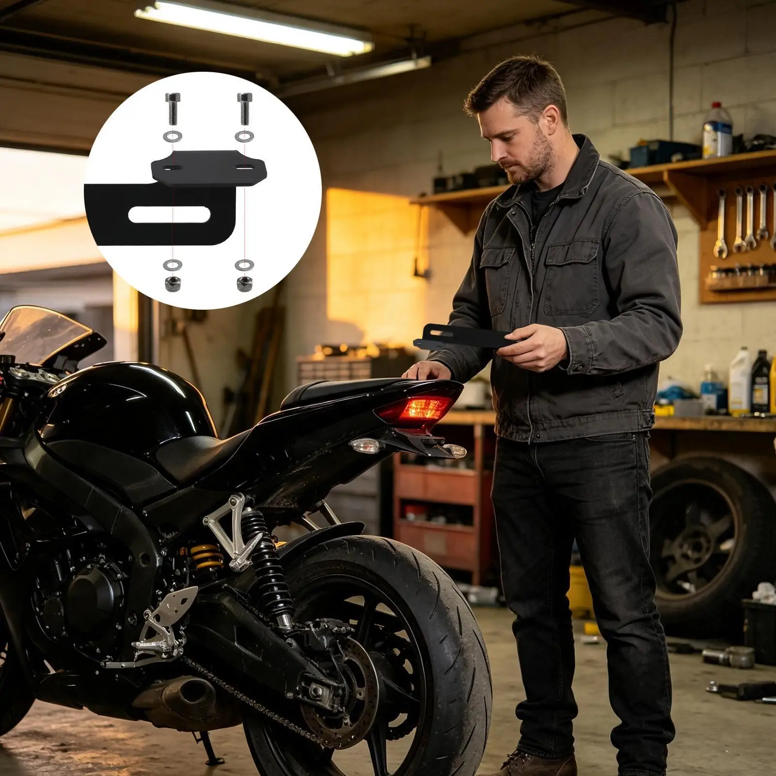 Motorcycle Video Camera Mount Rust-Proof Mounting Holder Rear License Plate Bracket For Beginner Enthusiast Action Camera