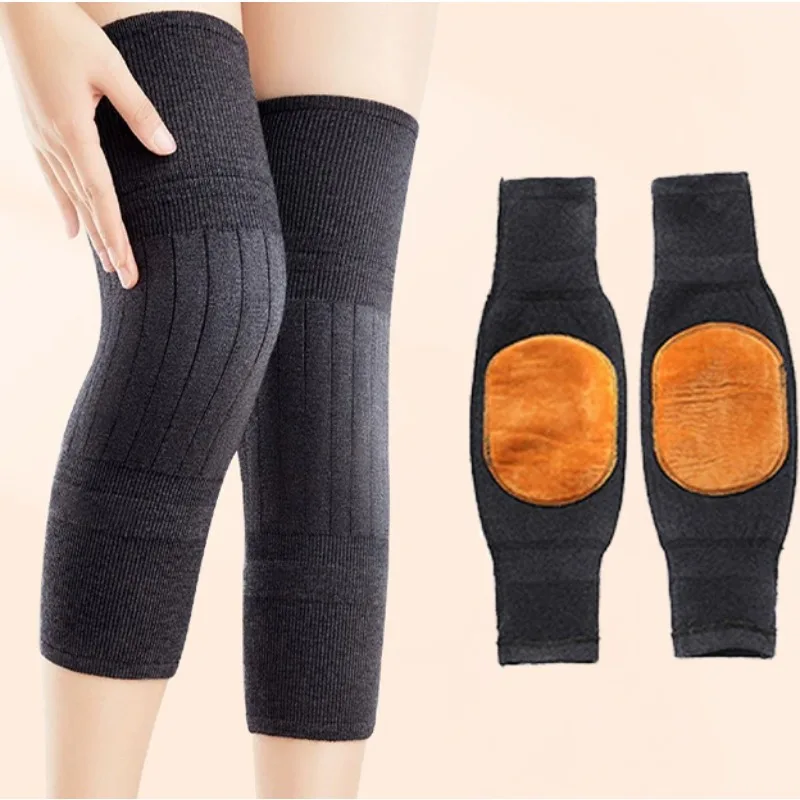 Rabbit Fur Knee Pads 1 Pair Winter Warm Arthritis Support for Women Men Elderly Running Knee Protector Cold Weather