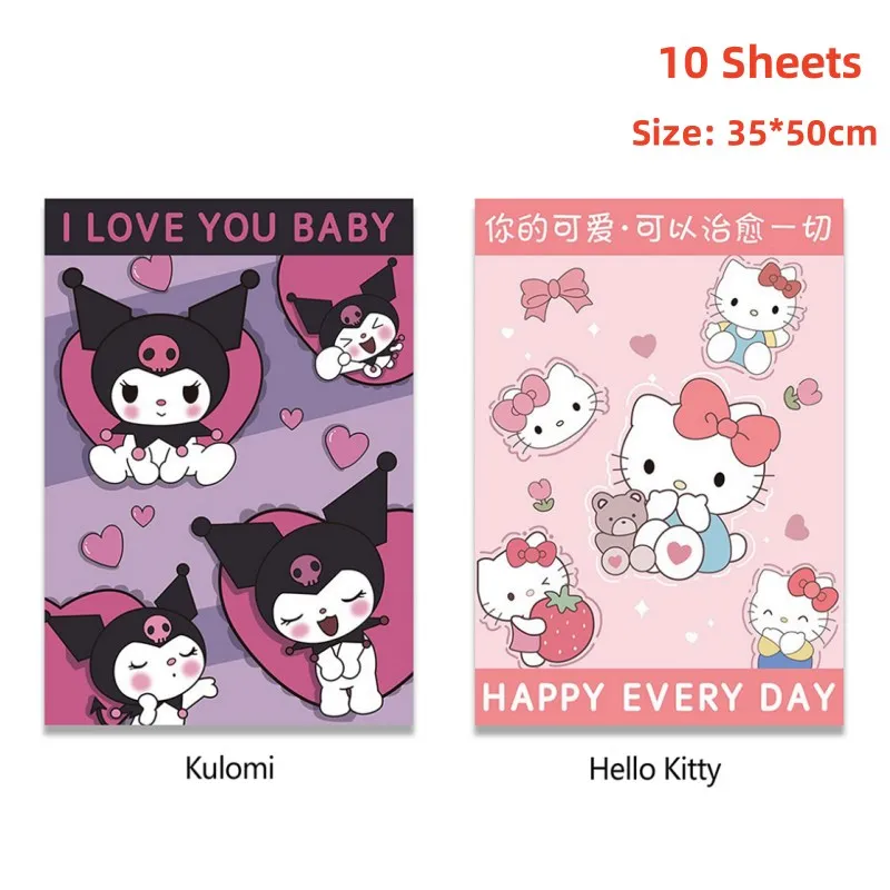 10sheets Flower Wrapping Paper Korean Style HelloKitty Pattern Gift Rose Packing Florist Bouquet Wrapping Material