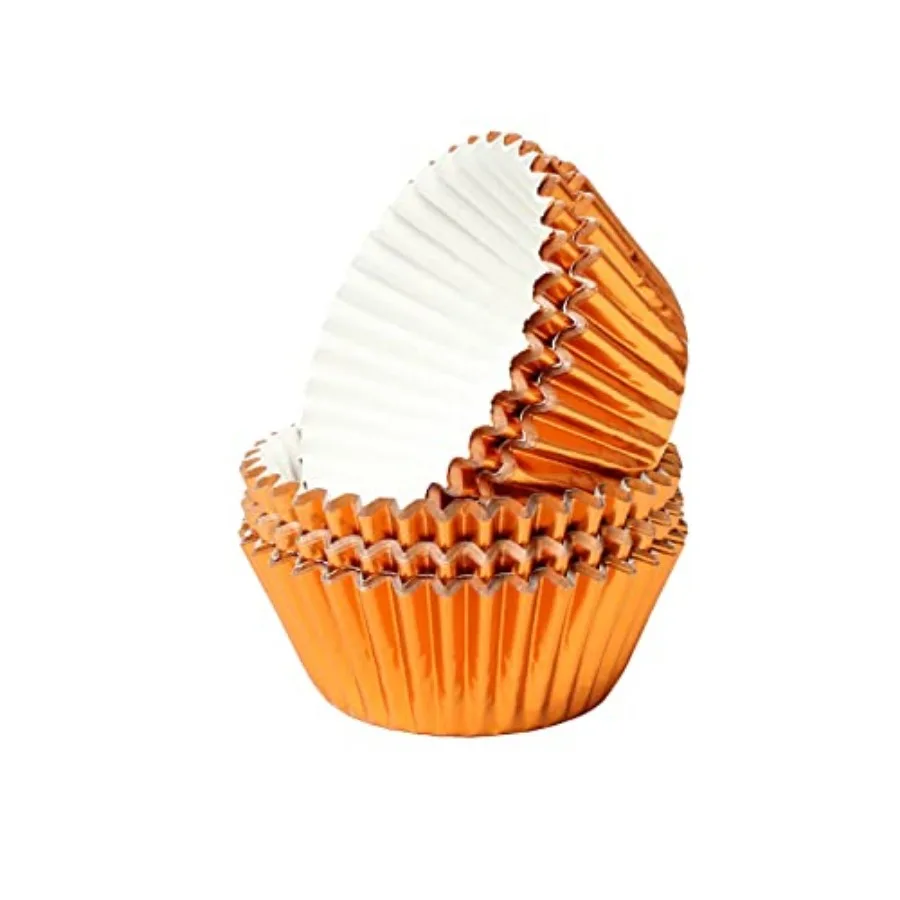 

Orange-Foil Cupcake-Liners Baking-Cupcake, For Birthday Parties, Weddings, Standard Sized 100 Pcs