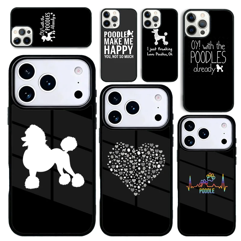 Funda para iPhone 17 Air 16 Pro Max 15 Plus 11 13 Mini 14 12, Carcasa Trasera con Diseño Divertido de Perro Poodle para Amantes de los Perros