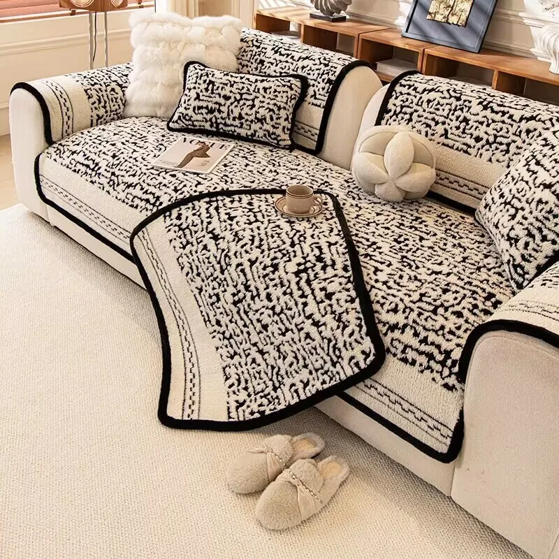 Non-Slip Velvet Fleece Sofa Cushion Pad Thickened Dust-Proof Sectional Sofa Armrest & Backrest Cover Balcony Tatami Cushions