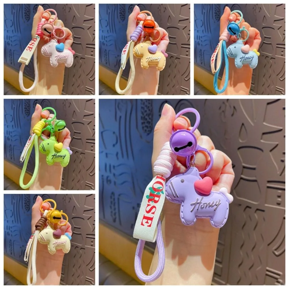 Cartoon Style Zodiac Pony Resin Doll Realistic Lucky Horse Resin Pendants Key Ring Candy Color New Year Horse Mascot