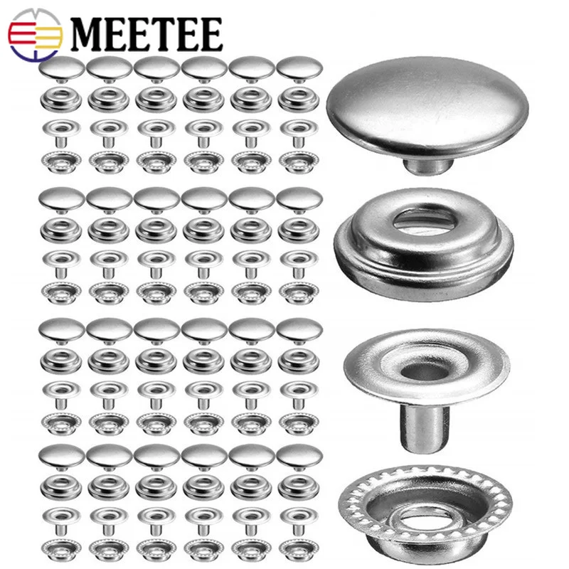

100Pcs 15mm Silver Stainless Steel Fastener Press Stud Button Canvas Snap Buttons for Tent Boat Cover Bag Leather DIY Craft