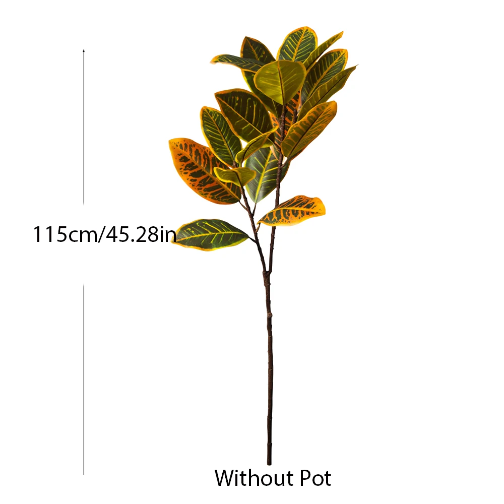 58/115cm Künstliche Pflanzen, künstlicher Ficus-Baum, große Banyan-Baumblätter aus Kunststoff, realistische tropische Croton-Blätter für Haus- und Gartendekoration – Detail 10