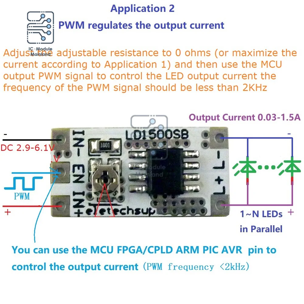 Adjustable Current LED Driver DC 3.3V 3.7V 5V LED Driver 28-1500MA Constant Current Adjustable Module for Arduino