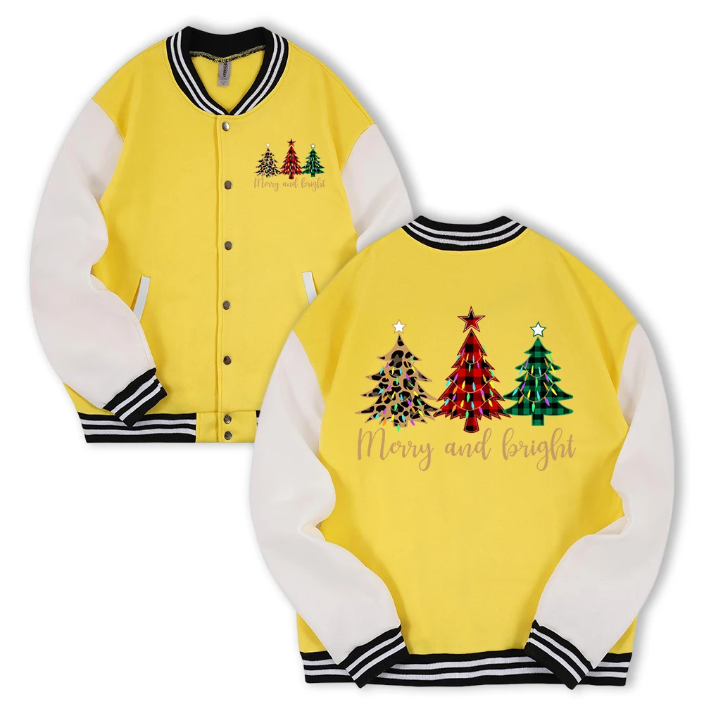 

Веселые и яркие бейсбольные куртки с принтом рождественской елки, мужские флисовые свободные уличные куртки, модный трикотаж на пуговицах, винтажный повседневный мужской топ