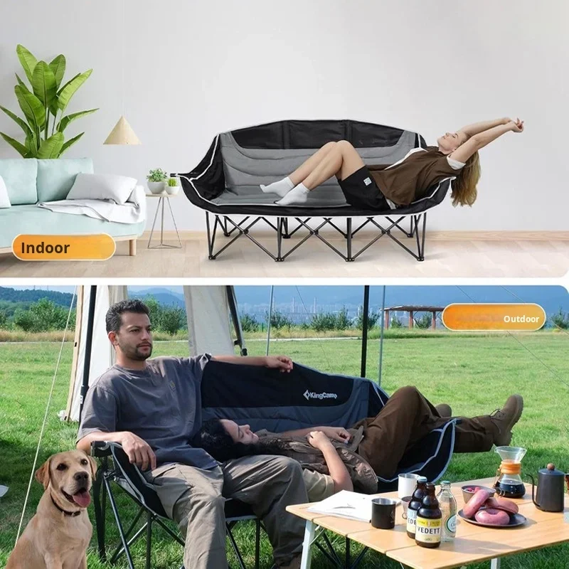 Modern style portable foldable garden logo three-person camping chair