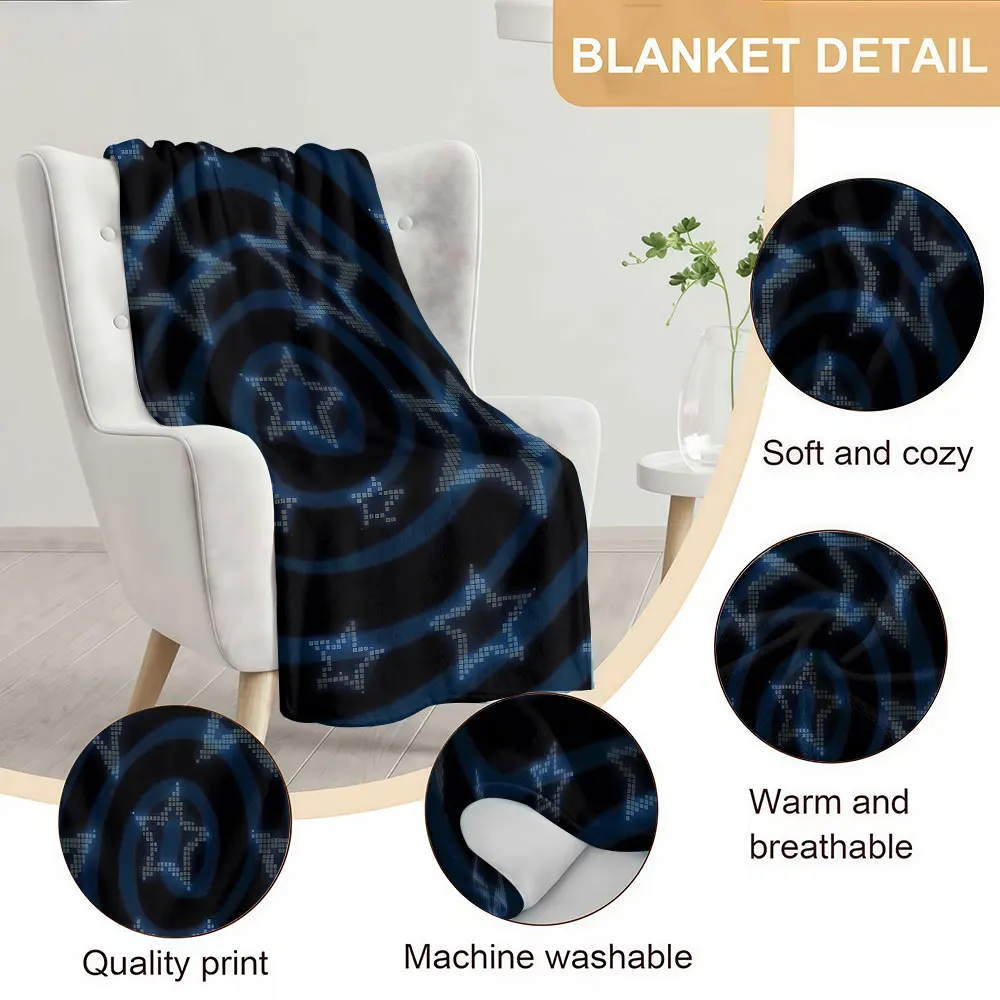 Blue Spiral Star Soft Warm Flannel Blanket Lightweight Cozy Christmas Halloween Home Decor Room