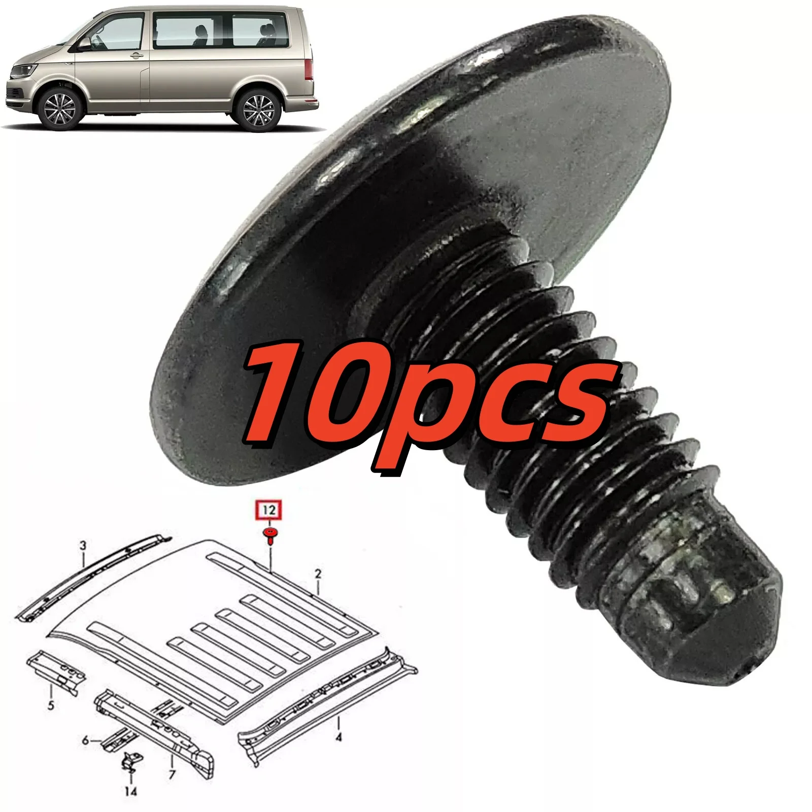 

10pcs M6 Roof Panel Rack Holes Blanking Screws Bolts For VW Transporter T5 T6 T6.1 WHT006148 Car Fastener Clip Accessories