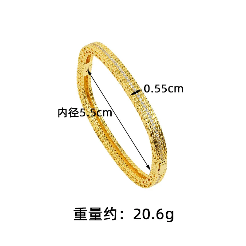 

24K Gold Zircon-Inlaid Square Geometric Clasp Bracelet Women AU999 - 24K forged, AU999 certified, zircon+geometric combo