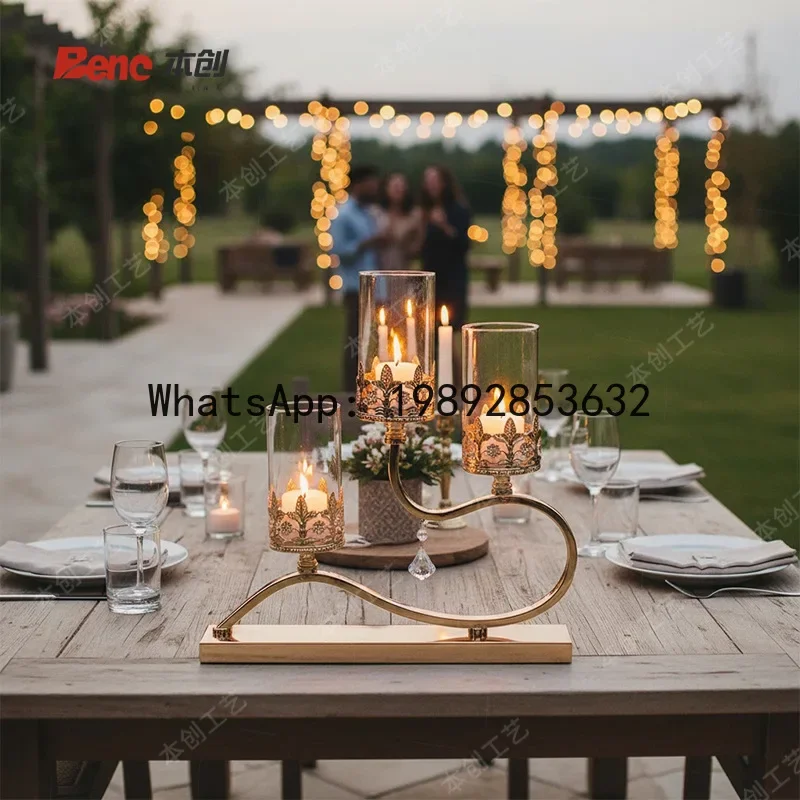 x-14 Creative Candlelight Dinner Romantic Home Nordic Gold Candle Holder Decorative Ornament - 12
