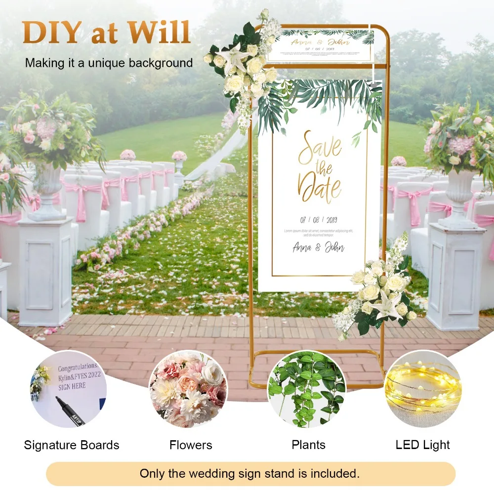 

Gold Wedding Sign Stand Metal Floor Easel Guest List Stands Table Menu Display Holder Multi functional Display Stand