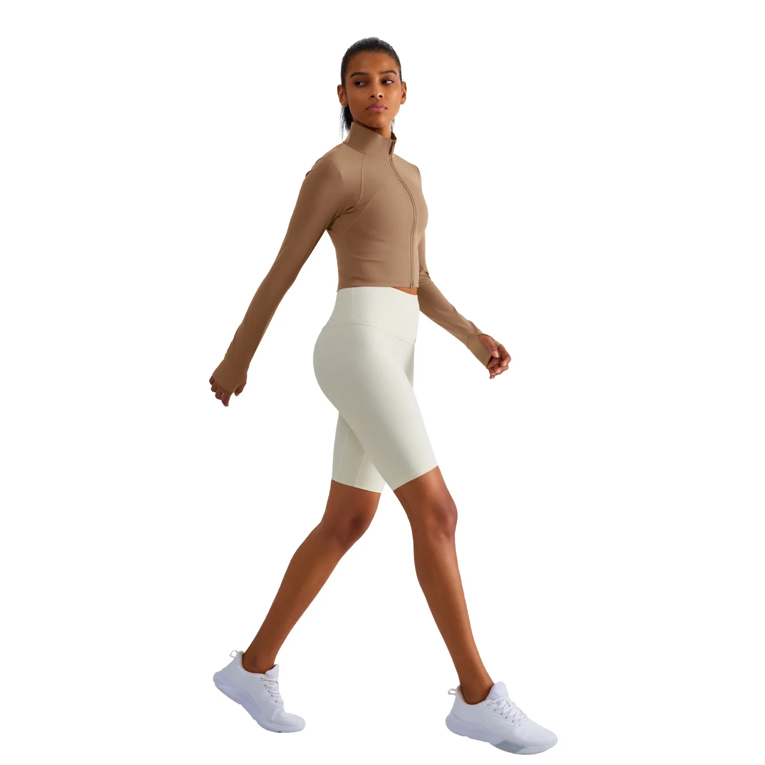

2025 Women's Performance Nude Touch Aro Yoga Stretch Zipped Stand Collar Coat Ideal for Temperament enhancing Fitness Yoga