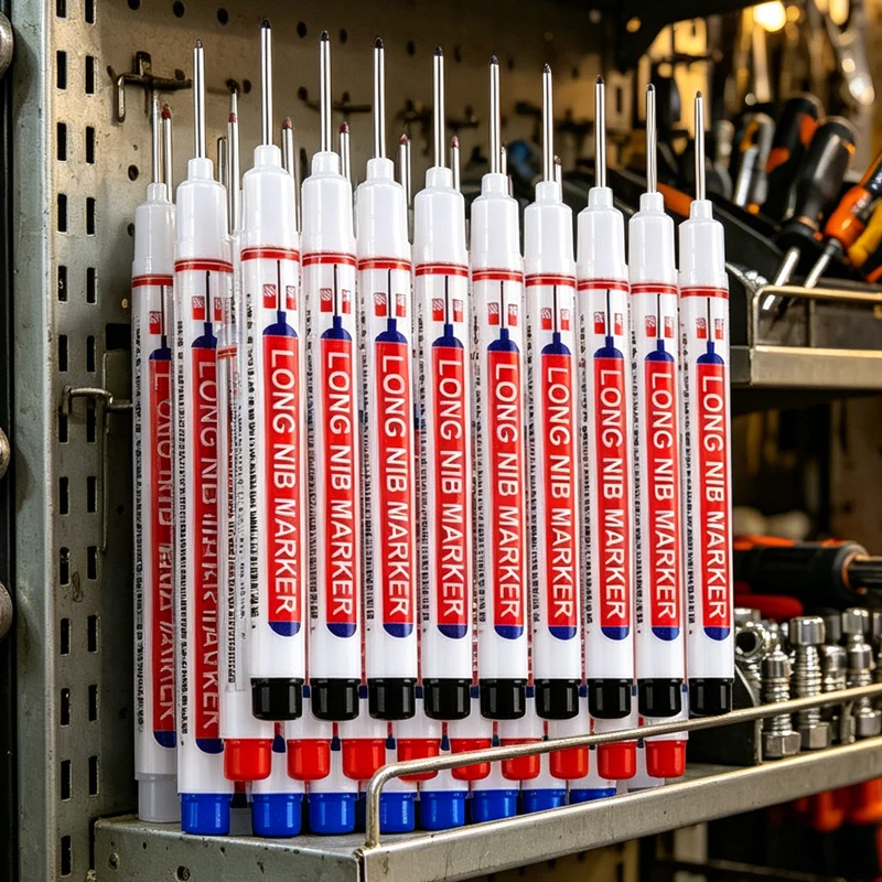 20mm Deep Hole Long Nib White Paint Marker Set Waterproof Marking Pen for Metal Perforating Woodworking Decoration Craft Tools