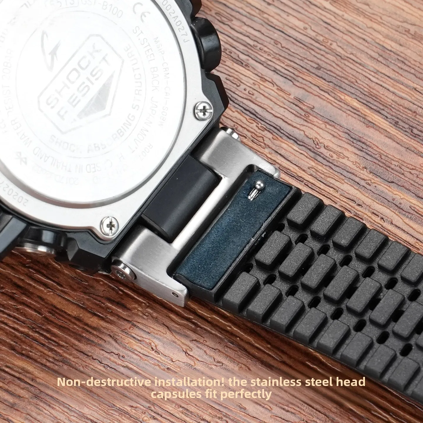 GST B100 소가죽 고무 바닥 시계 밴드 GST-210/W120L/S130L/S310 GST-B100 W300/400G 남성용 팔찌 스포츠 방수 스트랩 벨트