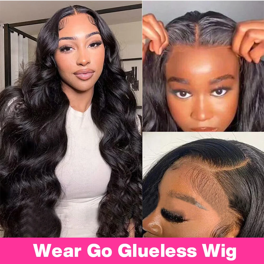 180% Pre Cut Lace Glueless Wig Wear and Go 6x4 Lace Closure Wigs 5x5 Water Wavy Glueless Frontal Human Hair Wigs For Women