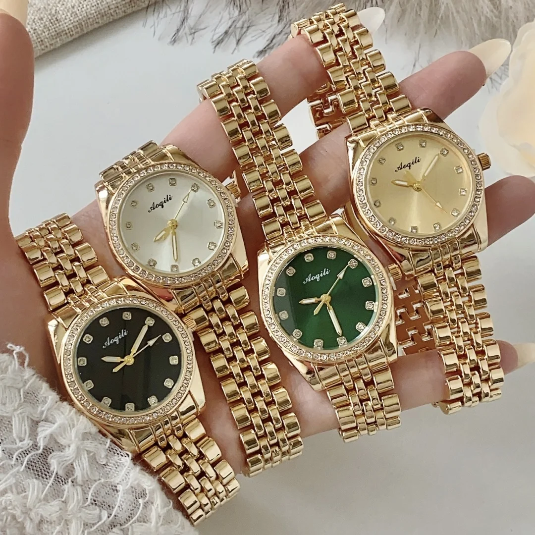 

Брендовые лучшие женские золотые часы для женщин, женские часы, женские платья, кварцевые наручные часы со стразами, круглые часы для комнаты, Reloj Mujer