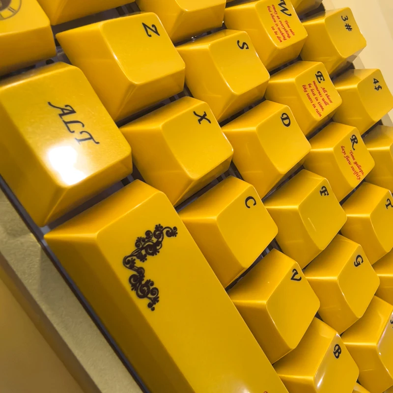 Wooting Yellow Keycaps Custom PBT Mirror Thermal Sublimation Cherry Profile Key Cap Cute Simple Point Key Caps for Gamer Design
