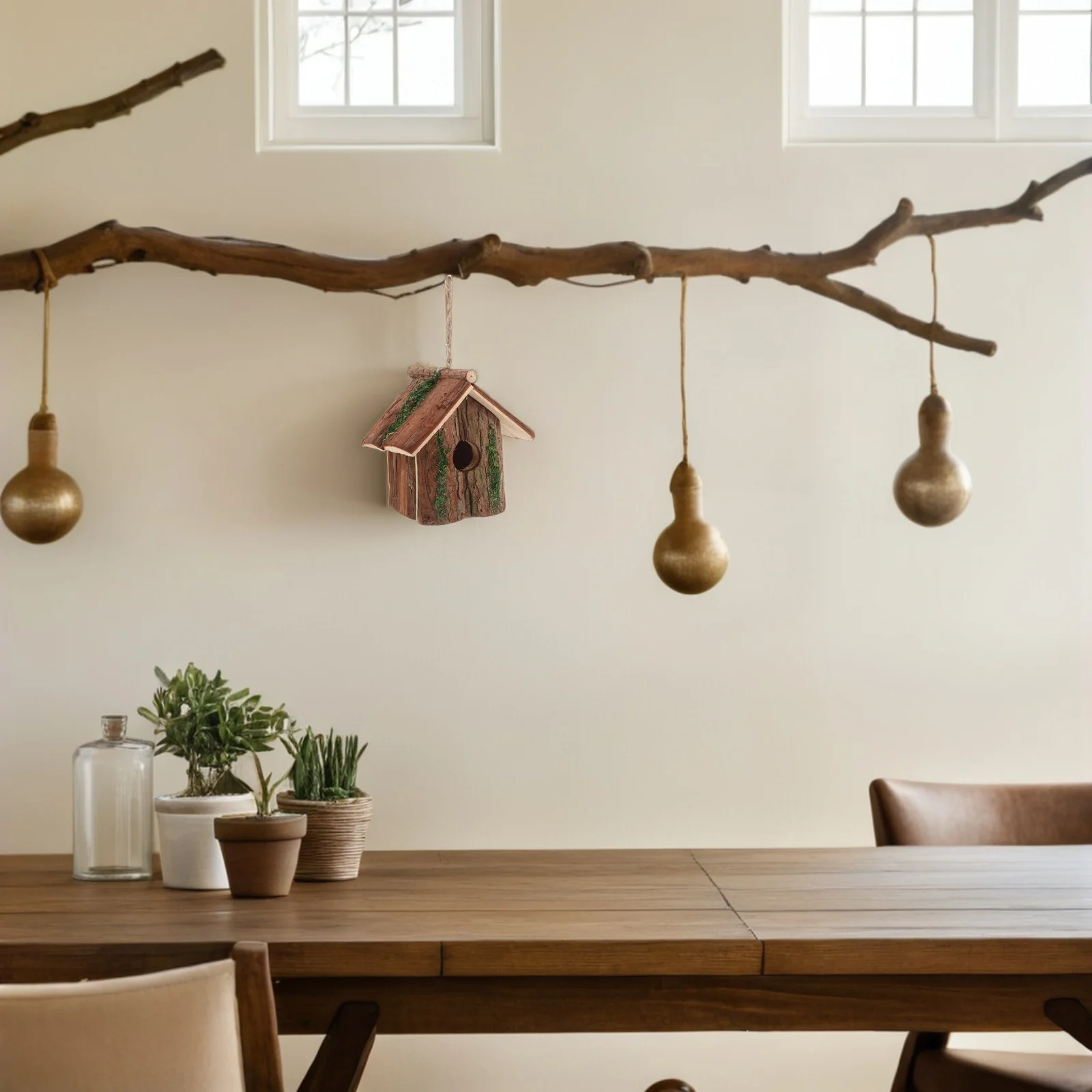 

Hanging Wooden Hummingbird Nest Box Natural Tree Bark Birdhouse Rustic Cottage Style Outdoor Garden Decor Nests for Birds