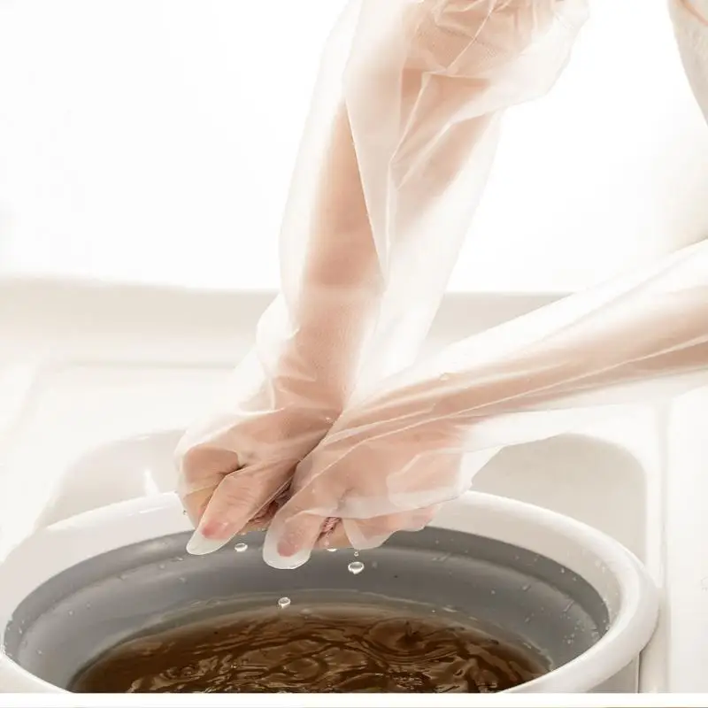 Household Cleaning Kitchen Dishwashing Gloves All Season Oil Resistant Waterproof Durable Household Gloves Transparent Gloves