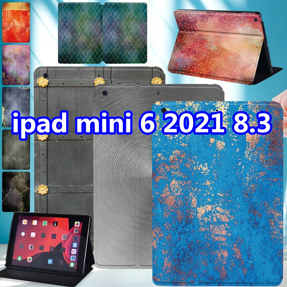 

Tablet Case for IPad Mini 6 A2567 A2568 Funda IPad Mini 6 2021 8.3" Flame Background Print Ultrathin Leather Protective Cover