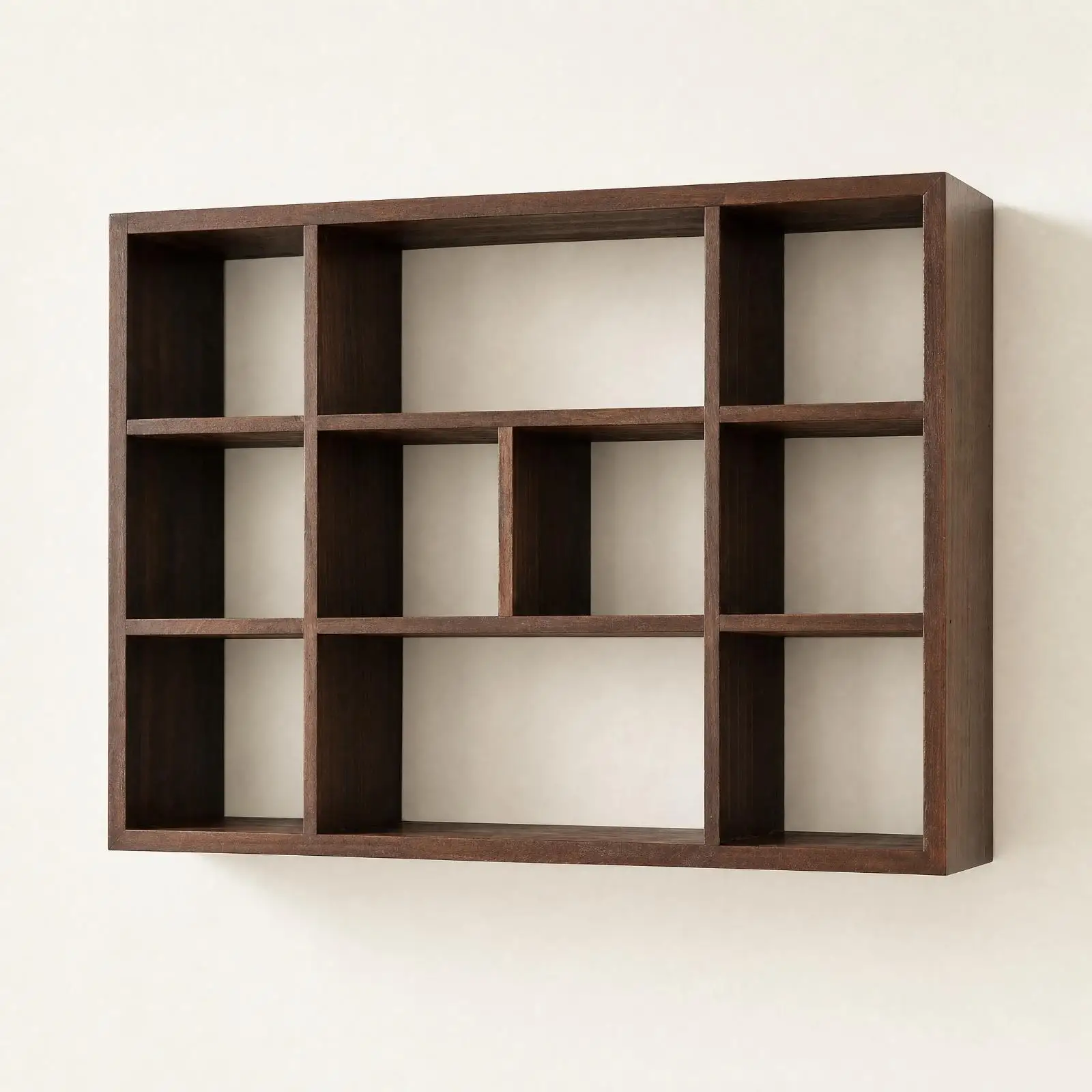 Rectangular Wall Shelf with Frame Space-Saving Wall-Mounted Wooden Storage Shelf Multifunctional Sturdy for Living Rooms