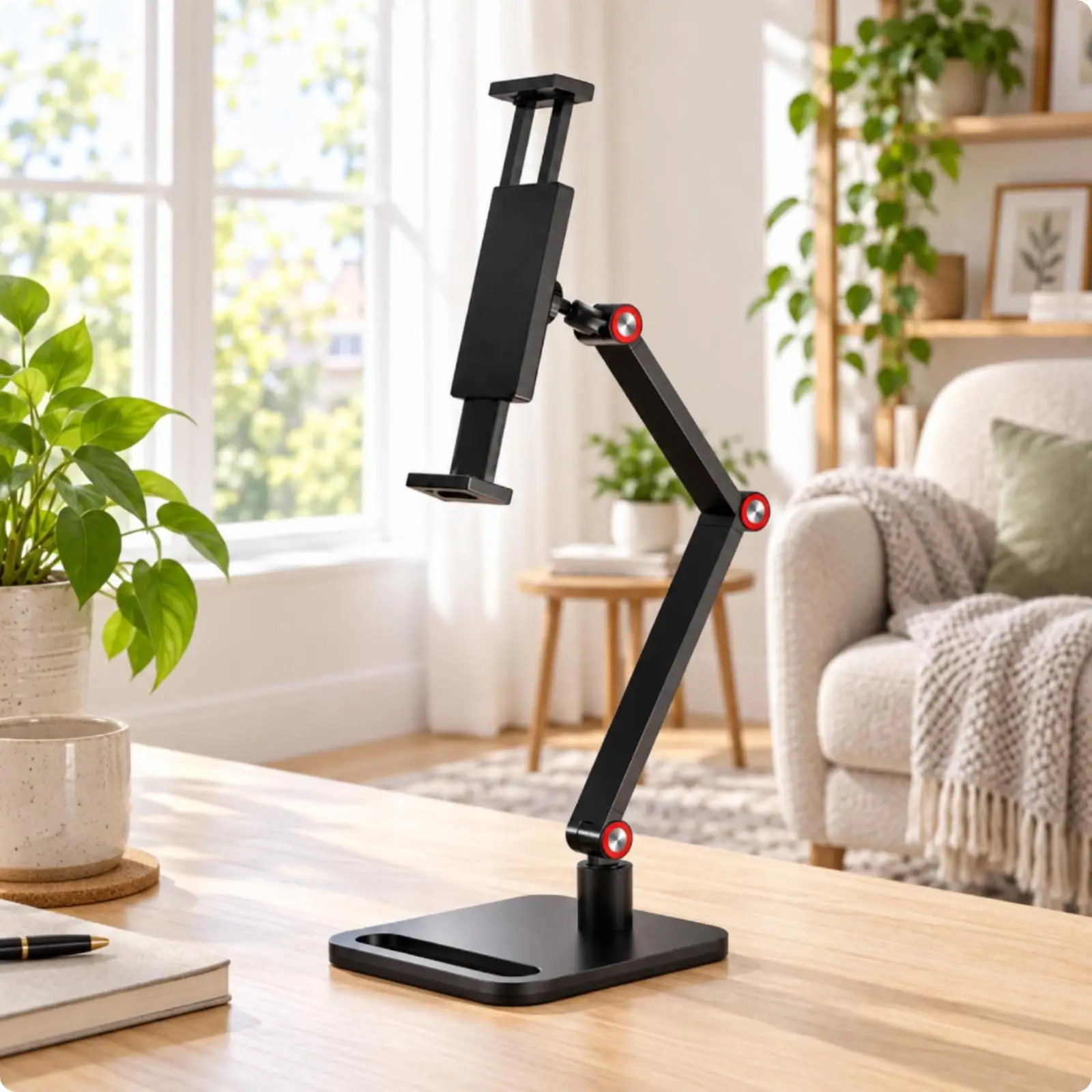 Desktop Monitor Stand Adjustable Phone Holder Articulated Arm Portable Screen Stand for Mobile Shelf Desk