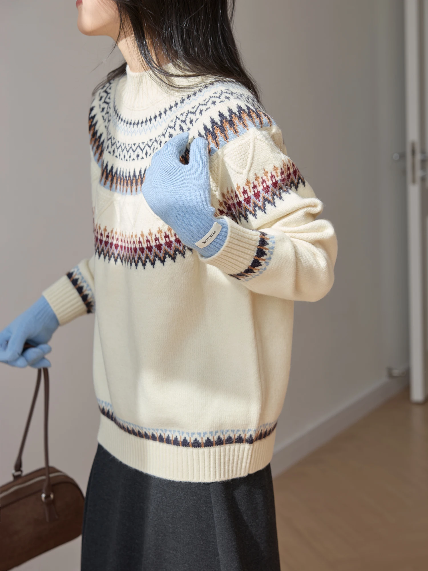 

Женский свитер в стиле ретро с узором Фэр-айл, мягкий и уютный, теплый, для осени и зимы, толстый, для ношения под одеждой, модный топ