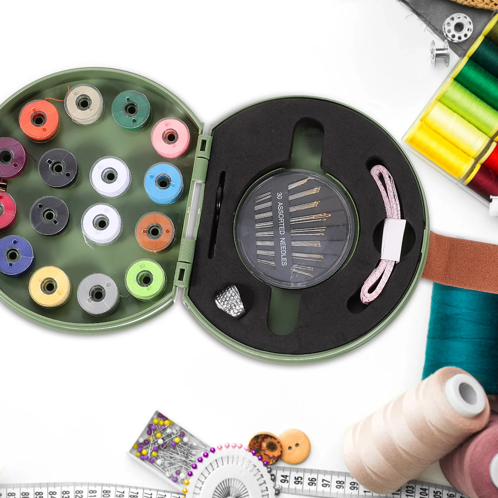 

1Set Needle Case with Pin Cushion Small Sewing Kit for Beginners Portable Storage Box for Needles Pins Threads Buttons Beads