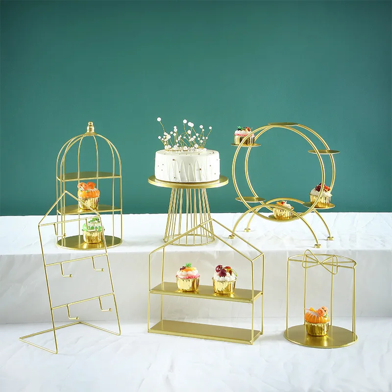 European Metal Stable Dessert Table Cake Topper Display Stand Tray Hand-welded Cold Meal Tea Break Cupcake Rack Home Decoration