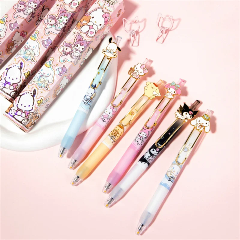 Imagem -03 - Sanrio Kuromi Melody Cinnamoroll Signature Gel Pen Canetas de Tinta Preta Criativa Presente do Escritório Material Escolar 0.5 mm 24 Pcs por Lote