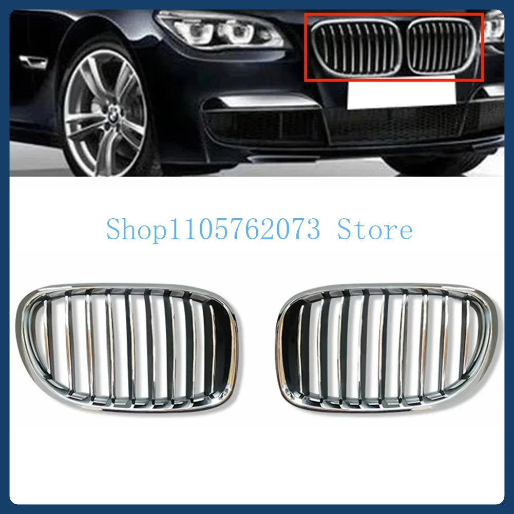 New OEM Chrome Front Grille Single Line Kidney For BMW 7 Series F01 F02 F03 F04 2007-2012 Left Right 51117295297 51117295298