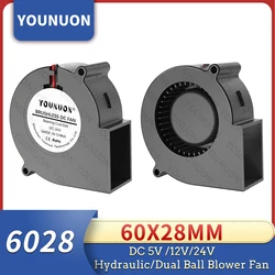 YOUNUON-Ventilateur centrifuge sans balais, refroidisseur de refroidissement, 2 broches, 6028, 6cm, 12V, 24V, 60mm, 60mm x 28mm, DC